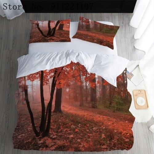 Red Maple Forest Duvet Cover Comforter Bedding Set Single Double 229*229/200*200 Home Textiles 3D Printing 3pcs Quilt Cover
