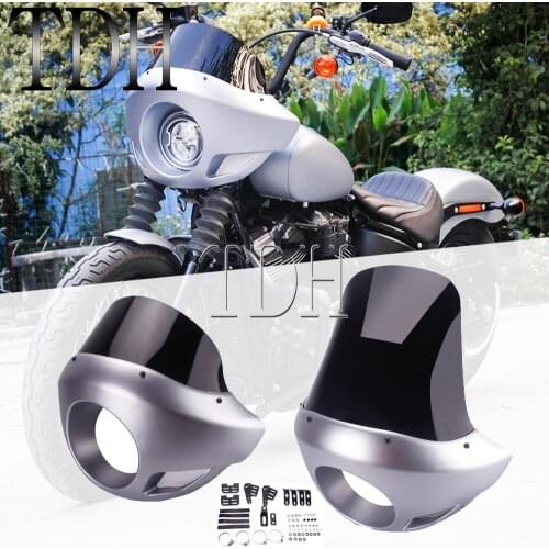 Cafe Racer 5.75 inch Headlight Fairing Mask Short/Tall Windscreen 35-49mm Fork Clamp For Harley Dyna Fat Bob Street Bob FXD FXDF