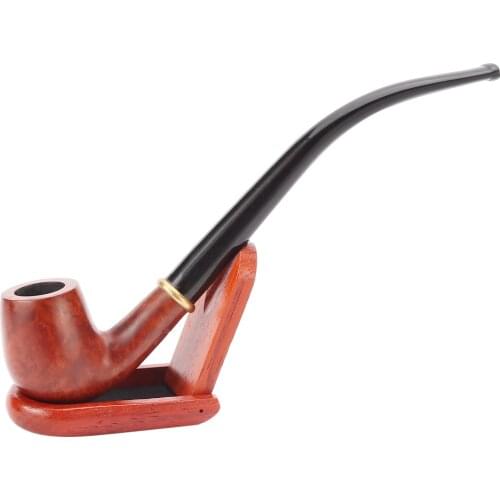 Briar Tobacco Smoking Pipe Smoke Grinder Herb 20.3cm Long Stem Durable Briar Bent Tobacco Wood Pipe For Smoking Accessories