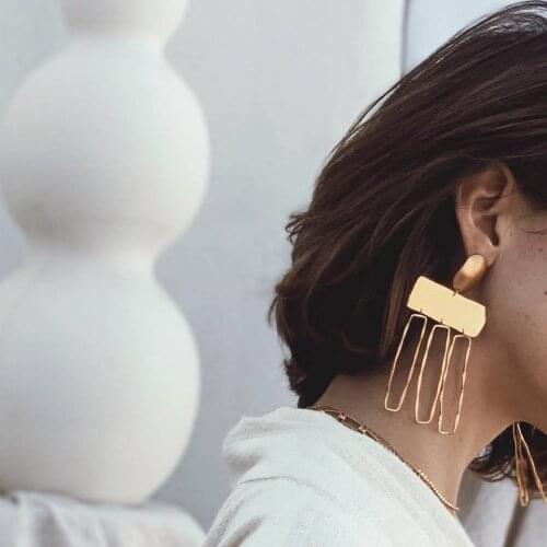 Retro Minimalist Square Earrings For Women Fashion Creative Geometric Rectangular Tassel Exaggerated earrings 2021 trend Jewelry