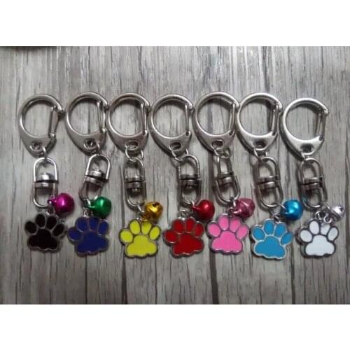 Fashion Jewelry Vintage Enamel cat / dog paw&Color Bell Charm key chain Fit DIY Pendant Keychain jewelry 20pcs D260