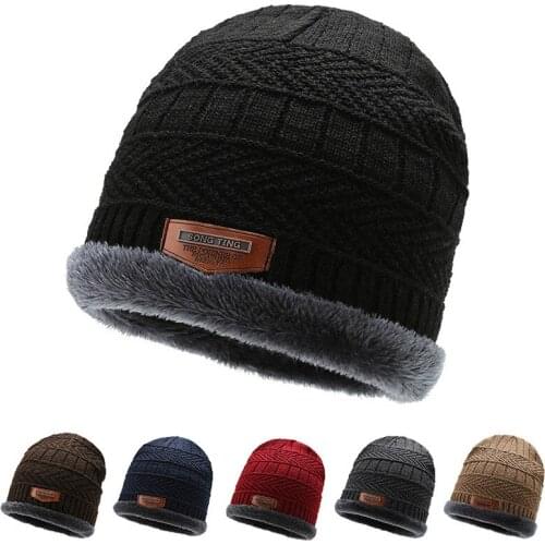 Mens Winter Hat Cotton Thicken Warm Beanies Hat for Men Fashion Unisex Knitted Hats Bonnet Womens Outdoor Bonnet Skiing Hat