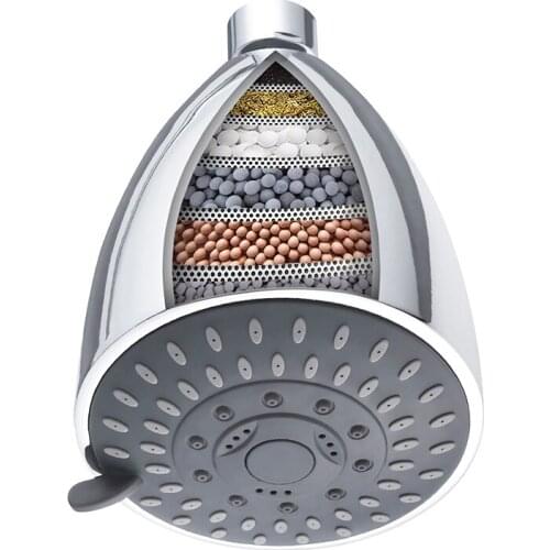 High Pressure Shower Head Filter, 15 Stages Hard Water Softener Showerhead with Filter Cartridge for Hard Water 5 Modes