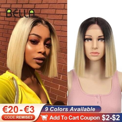 Bella Synthetic Lace Wig Short Bob Straight Hair Short Bob 10 Inch Blonde 7 Color Lace Front Wig High Temperature Lolita Cosplay