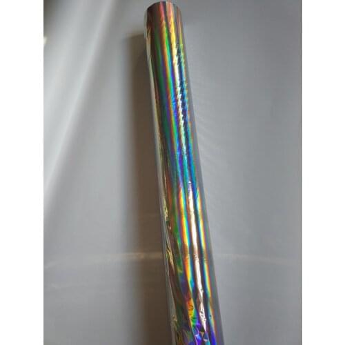 Plain holographic foil silver color rainbow light hot press on paper or plastic or textile 64cm x 120m stamping foil