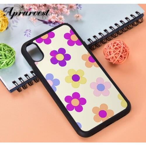 Aprarvest Flower Power Pattern On Yellow Silicone Rubber Phone Case Cover For iPhone 6 6S 7 8 PLUS X XS XR 11 12 MINI PRO MAX
