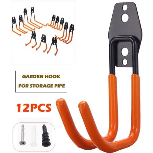 Heavy Duty Double-Arm Wall Hooks Garage Storage Organizer Wall Hanger Hook Anti-slip Storage Hook Garden Tool