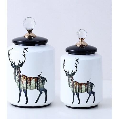 Light Luxury Ceramic Decoration Storage Jars European-Style Home Furnishing Accessories Decoration Crafts Simulation Flower Vase