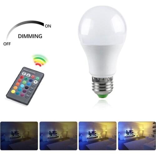 110V 220V E27 RGB LED Bulb Light 5W 10W 15W 20W RGB Lampada Changeable Colorful RGBW LED Lamp With IR Remote Control+Memory Mode