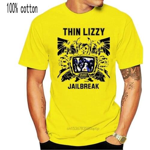 Thin Lizzy Jailbreak Phil Lynott Gary Moore Hard Rock New Light Grey T Shirt
