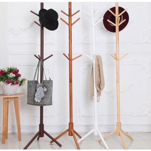 Solid Wood Hanger Floor Standing Coat Rack Creative Home Furniture Clothes Hanging Storage Rack Wood Hanger Bedroom Drying Rack