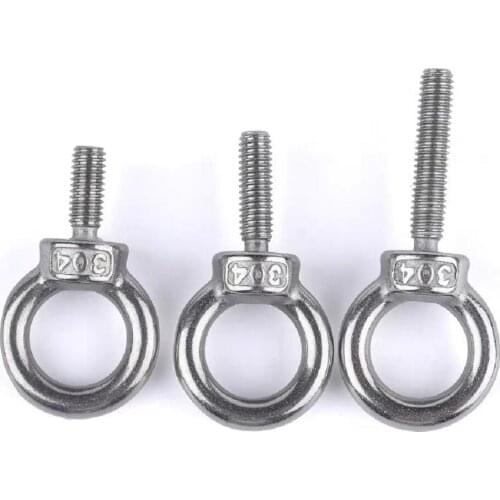 DIN580 GB825 M3 M4 M5 M6 M8 M10 M12 Eye Bolt 304 Stainless Steel Marine Lifting Eye Screws Ring Loop Hole for Cable Rope Eyebolt