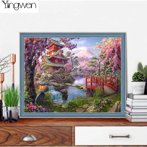Japan Mt Fuji Diy 5D Diamond Painting Art Home Decor Cherry Blossom Temple Full Diamond Embroidery Mosaic NEW Cross Stitch Kits