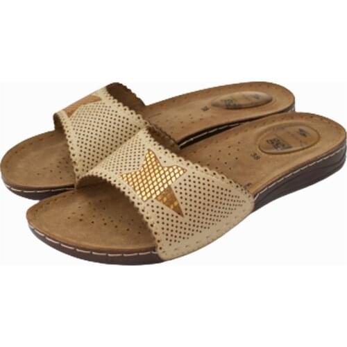 Womens Beige-Gold Anatomical Day Gel Insole Heel Spurs Slipper