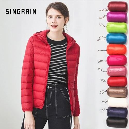 Down jacket women hooded ultra thin 90% Ultra Light duck down coat Female winter large sizes Solid Portable warm jackets woman