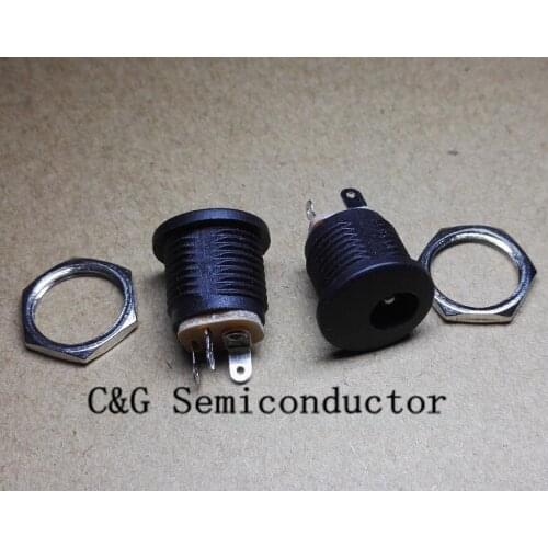 10PCS DC-022 5.5-2.1 Round hole screw nut DC power socket /outlet /jack good quality and ROHS