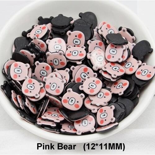 100pcs/lot Small Size Cartoon Pink Bear Flatback Resins Cute Planar Resin Cabochon For Hair Bows DIY Craft Embellishments