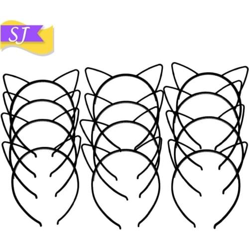 12pcs ins cartoon headdress black children cute hairpin jewelry dress up birthday hair accessories plastic cat ears headband