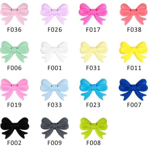 *20Pcs Cartoon Silicone Beads BPA Free Bow Tie Baby Food Grade Teething Necklace DIY Bowknot Chewable Baby Teething Gift