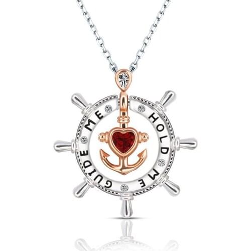 2020 New Rudder and Anchor Necklace Women Crystal Retro Boho Letter Pendant Necklaces Jewelry Accessories