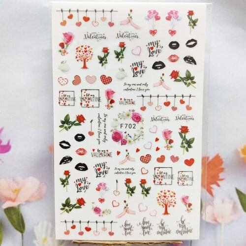 3D Nail Sticker Rose Flower Balloon Nail Foil Glue Sticker Love Heart Lip Line Stickers for Manicure Nail Art Decoration