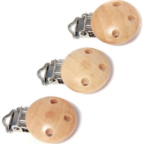 5pcs Baby Pacifier Clips Metal Wooden Baby Pacifier Holder Infant Nipple Holder Dummy Clip Beads Soother Teether Feeding Care