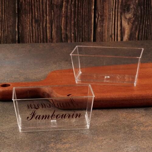 50pcs Net red disposable square dessert mousse cup PS thick plastic cups baking packaging 150ml ice cream cake box with lid