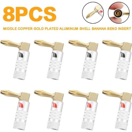 8pcs/pack 4mm Banana Plug Right Angle Screw Connecter For Nakamichi Banana Plugs Speaker Adapter Audio Wire Cable Connector