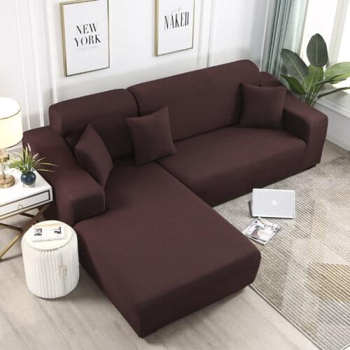 Sofa Covers for Living Room L Shaped Chaise Longue Slipcovers Chair Protector 1/2/3/4 Seater Solid Corner Couch Cover