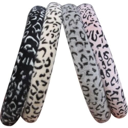 D-type Car Steering Wheel Cover Leopard Print Bunny Plush Steering Suitable For 37-38cm 14.5 "-15" For D Shape Steering Wheel