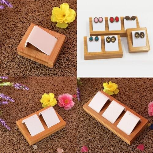 Handmade Natural Bamboo Wooden Earring Ear Stud Display Tray Box 1/2/3 Slot
