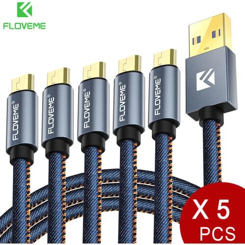 FLOVEME 5Pcs/Lot Original Micro USB Cable 2.1A Fast Charger Data Sync 30cm 1m 2m Phone Cables For Samsung Xiaomi LG Android Cabo