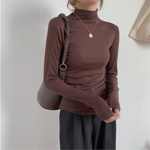 Alien Kitty Women T-Shirt 2020 Autumn Female Tees Solid Turtleneck Thin Modal Fashion Undershirt All-Match Office Lady Tops