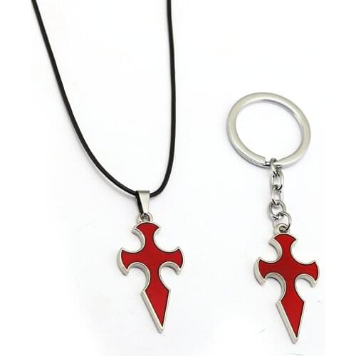 Hot Red Sword Jewelry Women Necklace Keyring Art Online Blood Knight Keychain Pendant Statement Necklace