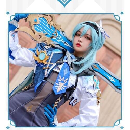 Genshin Impact Eula Cosplay Costume Jumpsuits Uniform Women Outfit Game Suit Lovely Full Set for Halloween Party Christmas