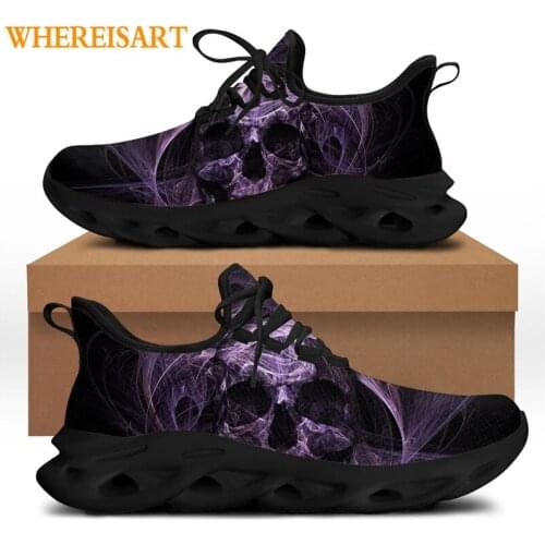 WHEREISART Teen Boys Fashion Skull Sneaker Summer Breathable Non-slip Bottom Vulcanized Shoes Casual Lace-up Running Footwear