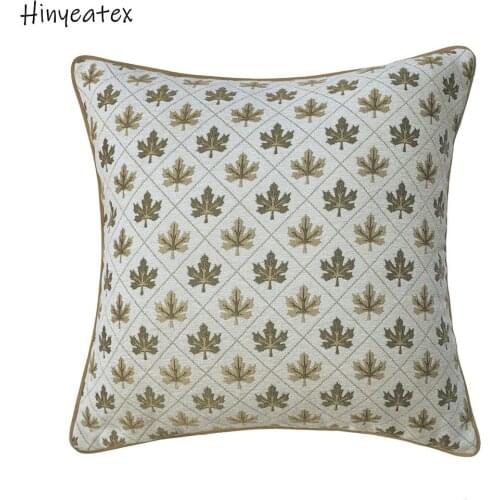 Fashion Maple Leaves Light Yellow Soft Chenille Pillow Case Home Living Decorative Lumbar Cushion Cover 18x18 inch & 12x20 inch