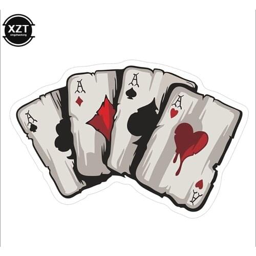 15.2CM*9.8CM Fun Personality Car Sticker Decal Car Styling Cartoon Playing Cards A Decal PVC Motorcycle Car Sticker