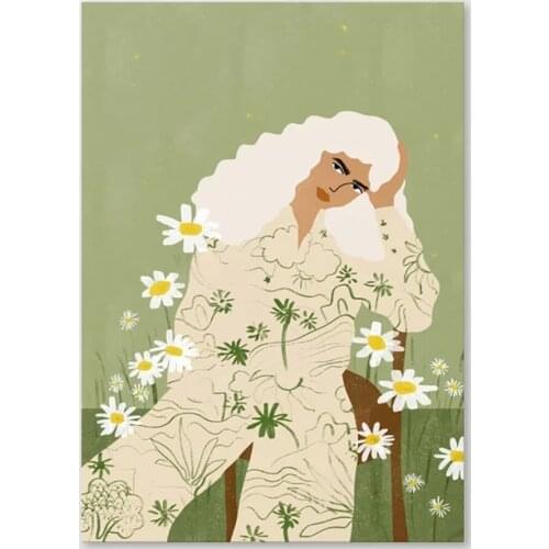 Wall Art HD Prints Home Serenity White Hair Girl Flower Decor Posters Pictures Canvas Paintings For Living Room Frame Artwork