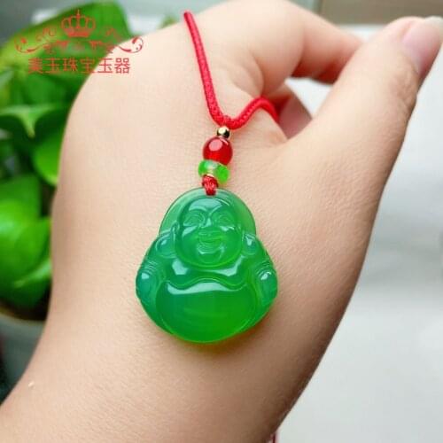 Natural Green Agate Maitreya Buddha DIY Pendants Bangle Charm Jadeite Jewellery Fashion Accessories Amulet Gifts for Women Men