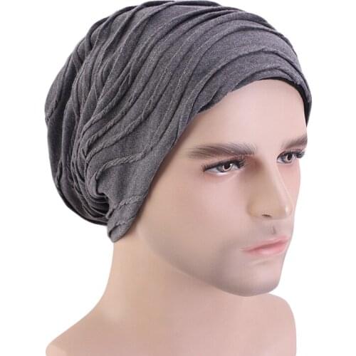 New Winter Cotton Ruffle Slouchy Beanie For Men Women Double Layer Baggy Skull Cap Knit Hat Comfortable Chemo Cap Bald Cap