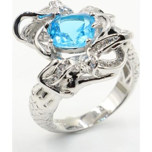 New Arrival Vintage Fashion Jewelry High Quality 925 Sterling Silver Cushion Shape 5A Cubic Zirconia Women Wedding Mermaid Ring