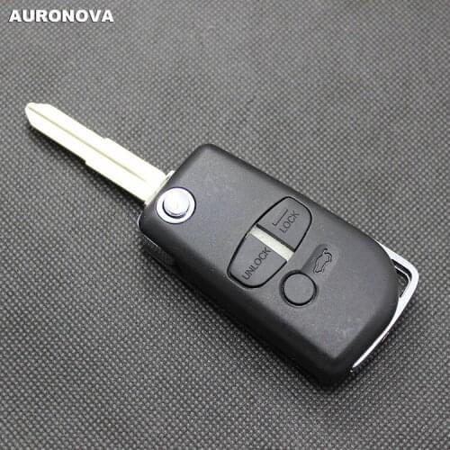 AURONOVA New Upgrade Flip Folding Key Shell for Mitsubishi 3 Buttons Modified Remote Car Key Case