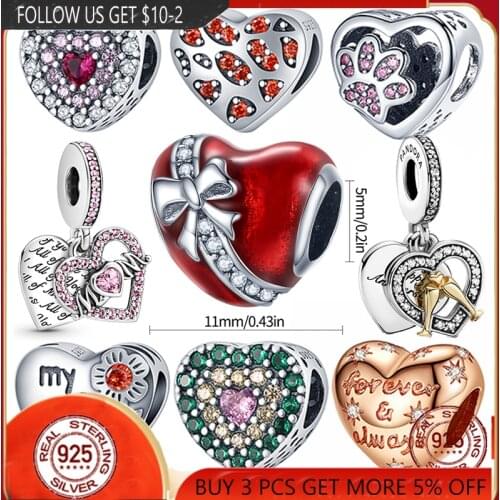 New 925 Sterling Silver Coffee Fox Owl Apple Freehand Heart Clip Charm bead Fit Original Pandora Bracelet DIY Jewelry For Women