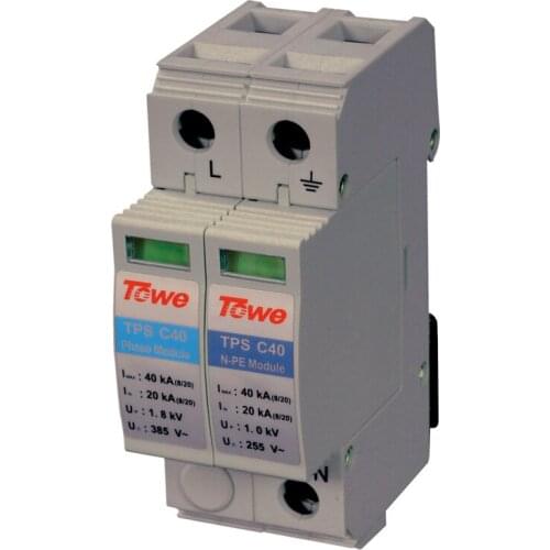TOWE AP C40 1P+N Single-phase overvoltage protector,1+1 protect mode with NPE overvoltage protector