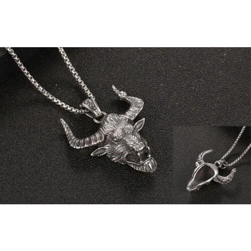 Cow Necklace Animal Cattle Pendant Bison Head Buffalo Jewelry