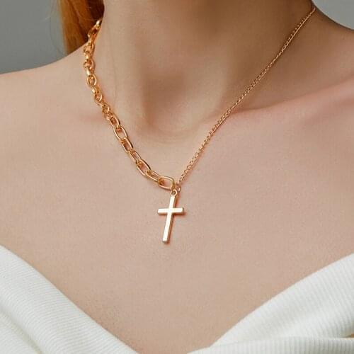 Fashion Female Cross Pendants drop shipping Gold Black Color Crystal Jesus Cross Pendant Necklace Jewelry For Men/Women Wholesal