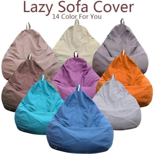 Dropshipping Lazy Sofa Cover Solid Chair Covers without Filler/Inner Bean Bag Pouf Puff Couch Tatami Living Room Furniture Cover
