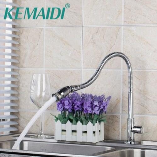 KEMAIDI kitchen faucet Only Cold Water Kitchen Single Handle Single Hole Pull Up Chrome Finish Swivel Kitchen Faucet