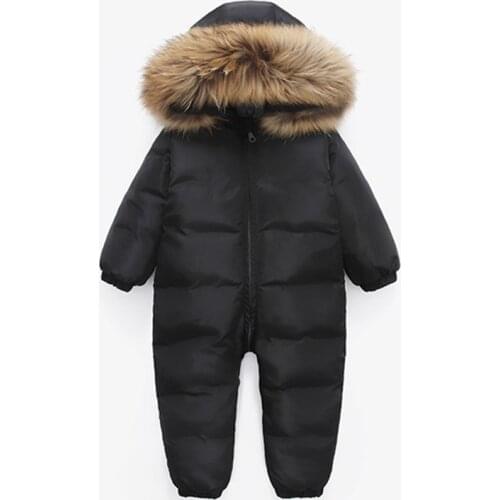 Russian new jumpsuit kids winter wear baby boy snowsuit Parka nature fur 90% duck down jacket for girl clothes coat overalls